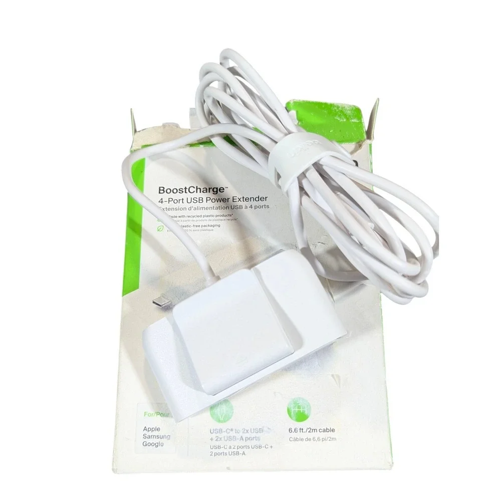 Aa2O Belkin 4-Port USB Power Extender For‎ Apple, Samsung, Google. White